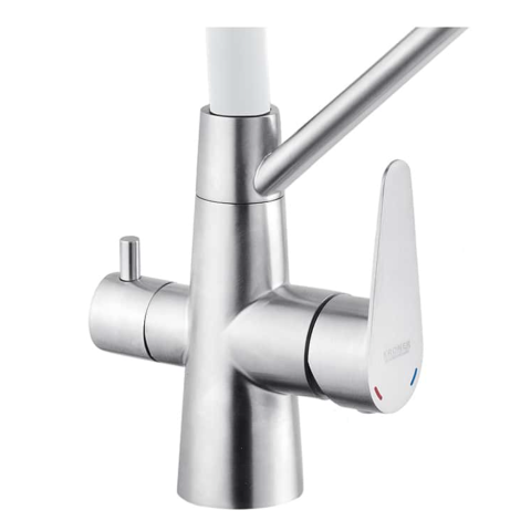 Смеситель для кухни Kroner Klassisch (ESG03817WHI) White/Nickel (под осмос и холл/гор. воду)