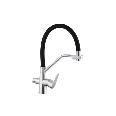 Смеситель для кухни Kroner Klassisch (ESG03817BLK) Black/Nickel (под осмос и холл/гор. воду)