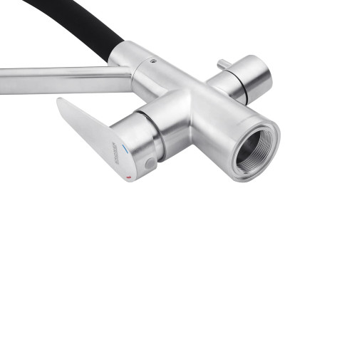 Смеситель для кухни Kroner Klassisch (ESG03817BLK) Black/Nickel (под осмос и холл/гор. воду)