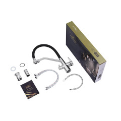 Смеситель для кухни Kroner Klassisch (ESG03817BLK) Black/Nickel (под осмос и холл/гор. воду)