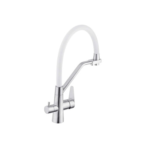 Смеситель для кухни Kroner Klassisch (ESG03817WHI) White/Nickel (под осмос и холл/гор. воду)