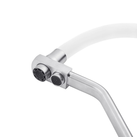 Смеситель для кухни Kroner Klassisch (ESG03817WHI) White/Nickel (под осмос и холл/гор. воду)