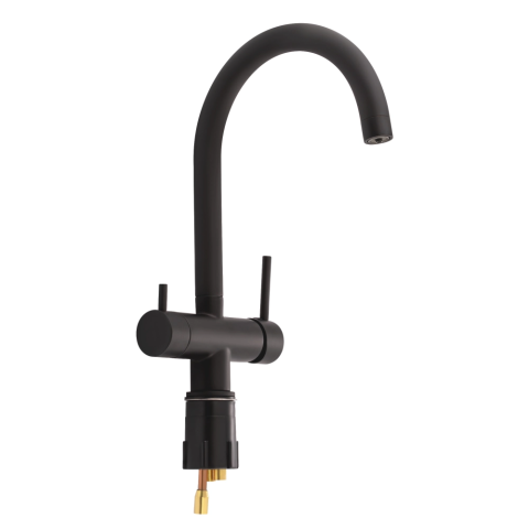 Смеситель трехпозиционный Qtap QTKUC92102UB Black Matt (под осмос и холл/гор. воду)