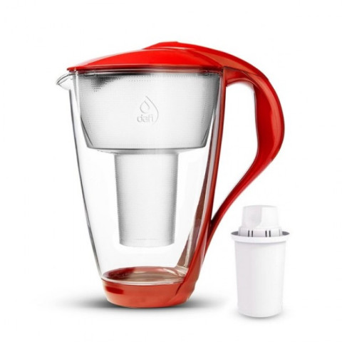Фільтр-глечик скляний DAFI CRYSTAL Classic Glass 2,0 LED червоний