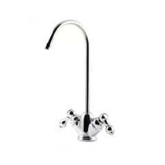 Кран двойной Классика хром (утолщенная ручка-капля)