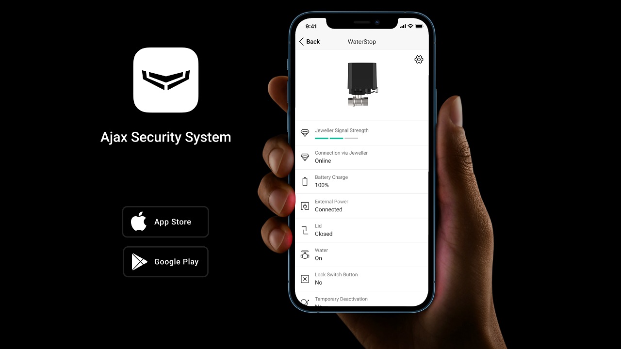 Кран з електроприводом Ajax WaterStop (½" valve) (Білий)