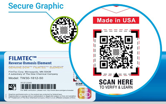 Мембрана зворотноосмотична DOW FILMTEC™ BW60-1812-75 DuPont (у новому дизайні, з перевірочним кодом)